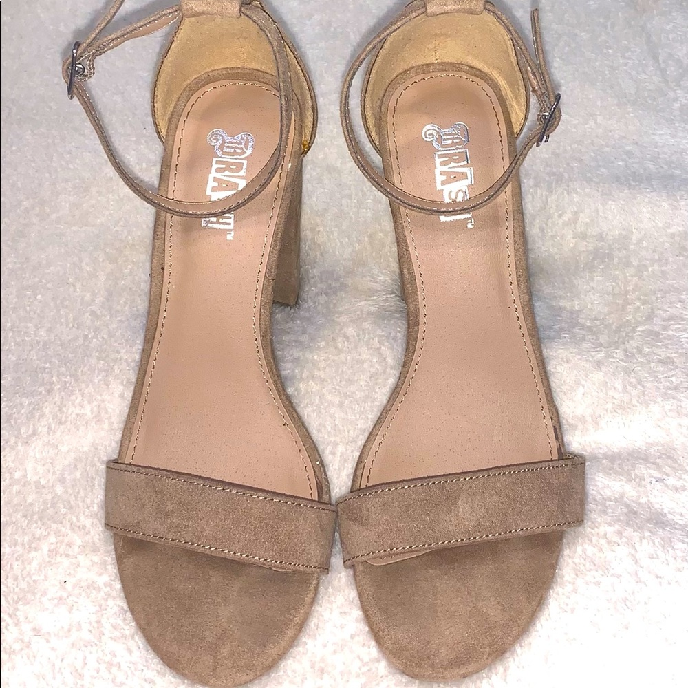 Nude suede heels